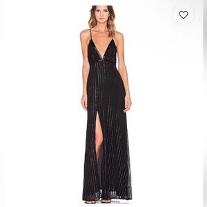 The Jetset Diaries Notte sequined beaded v-neck front slit Maxi Dress s.XS